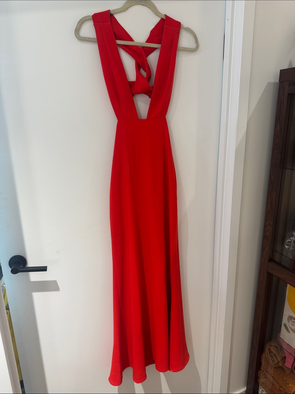 NBD Red Maxi Dress with Strappy Twisted Back